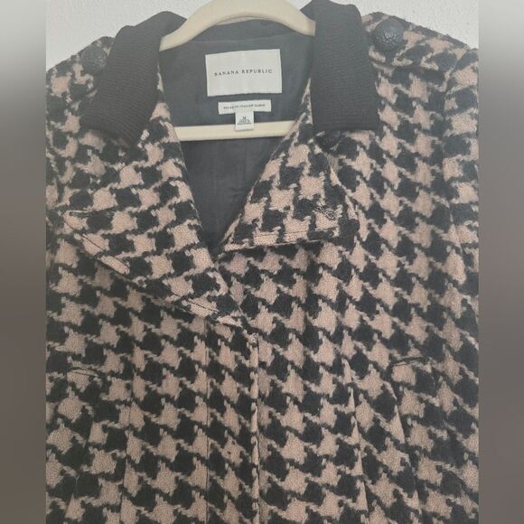 Banana Republic Houndstooth Wool Jacket Size Medium In Cream And Black - Picture 11 of 11